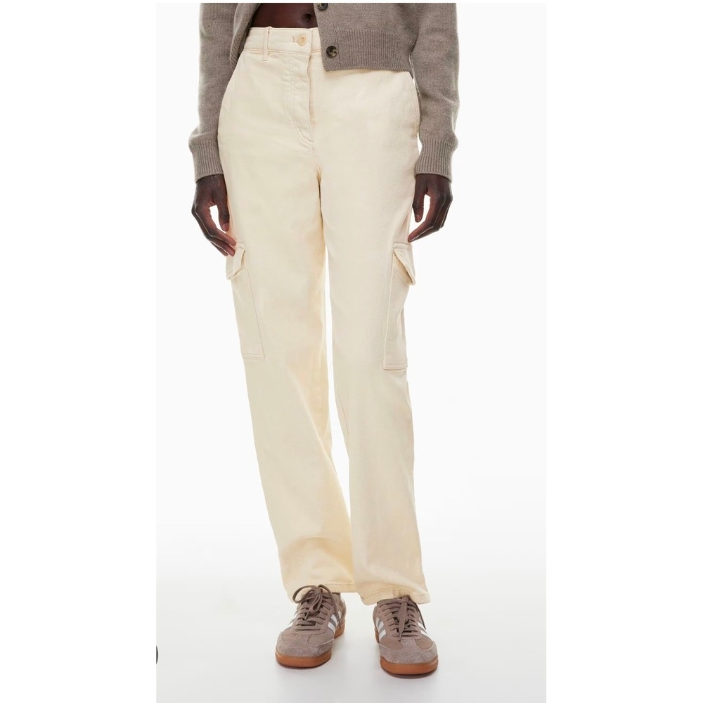 Wilfred Free Aritzia Cream High Waisted Button Fly Cargo‎ Pants Womens 6 Utility